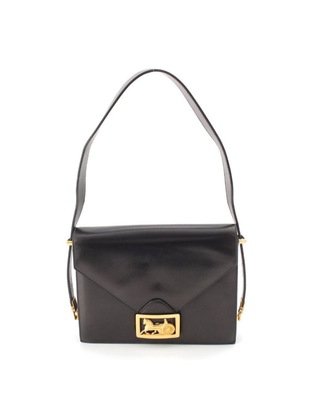 Celine Leather Carriage Shoulder Bag Black
